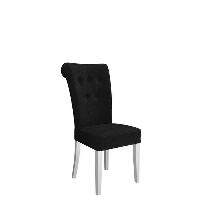 Veneti Luxusná jedálenská stolička NOSSEN 3 - polomatná biela / čierna / chrómované klopadlo